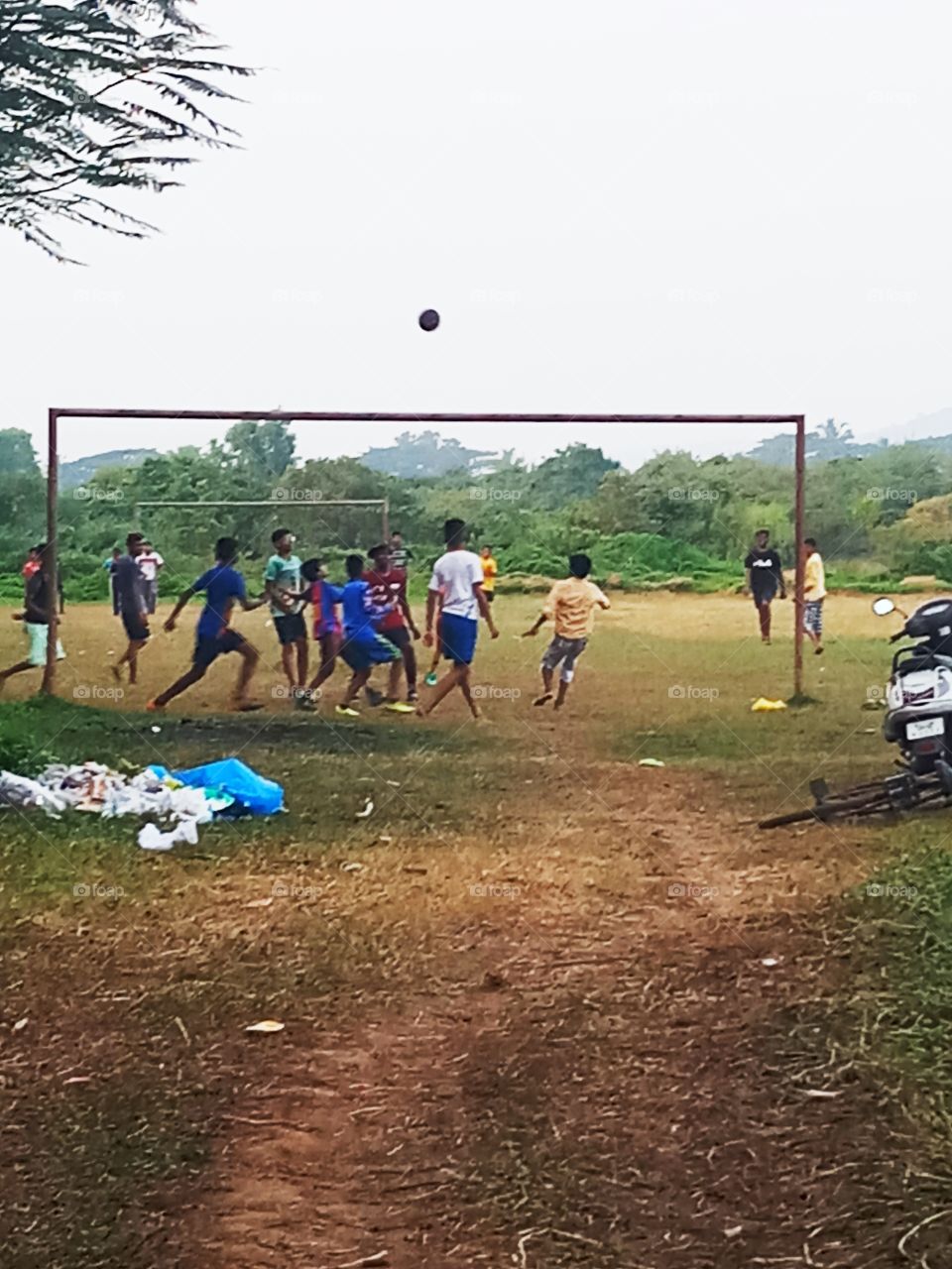 group of kids playing football