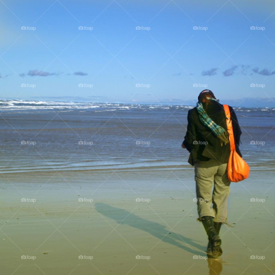 beach ocean woman shadow by lightanddrawing