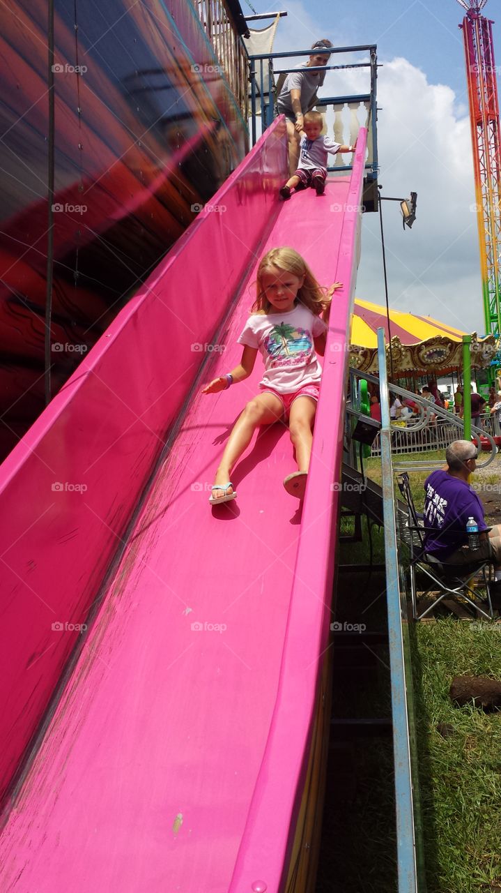 carnival slide. fun at the county fair