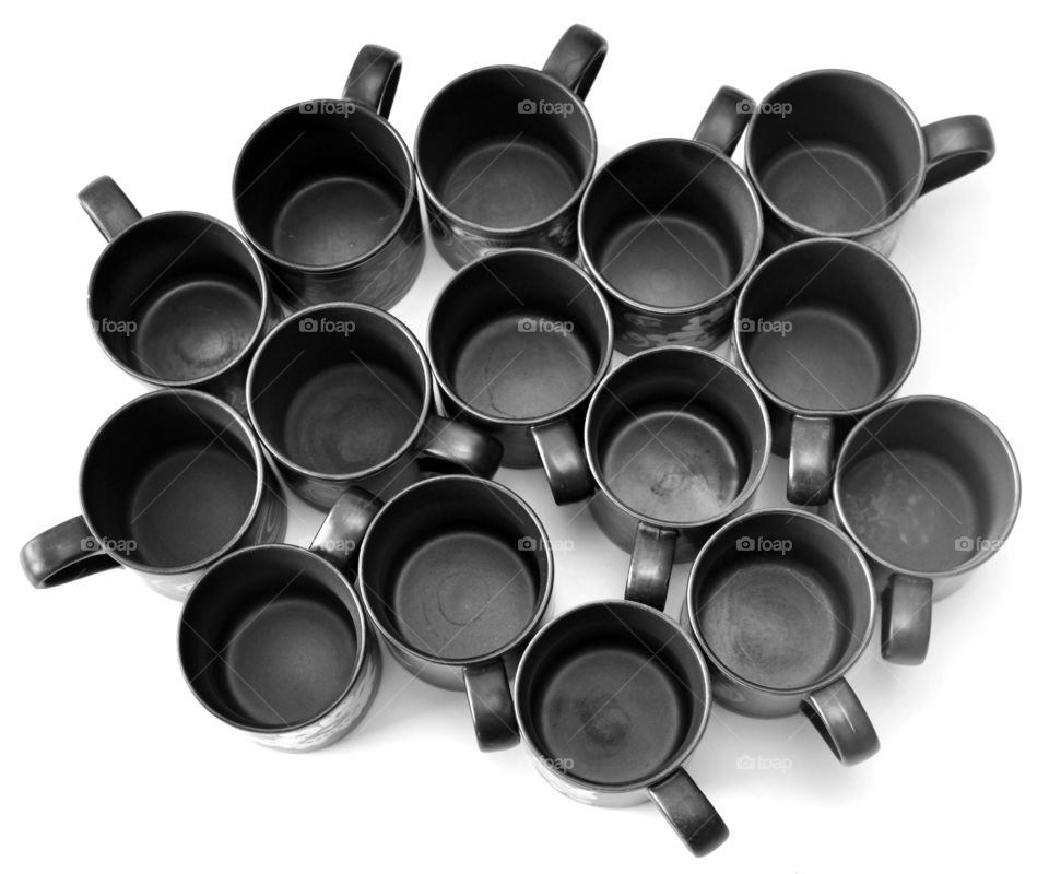 Cluster of mugs from above