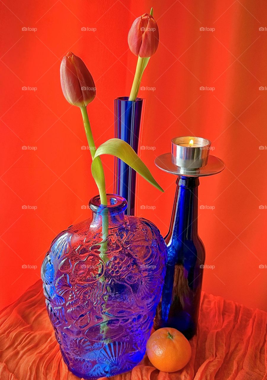 Three Blue Vases