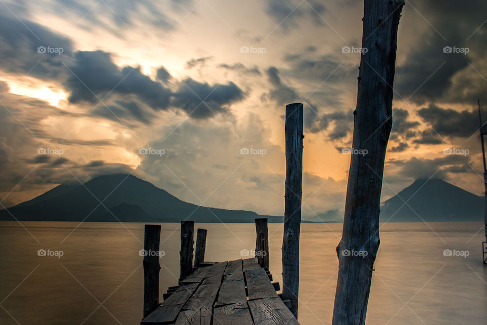 Sunset over Lake Atitlan in Guatemala 