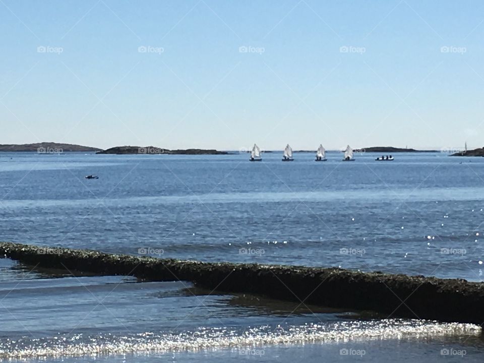 Sailboats in a row 