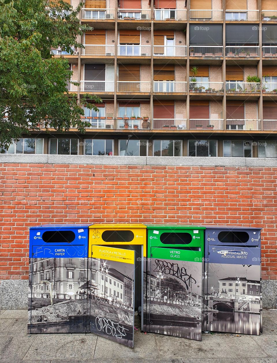 Waste bins in Milan