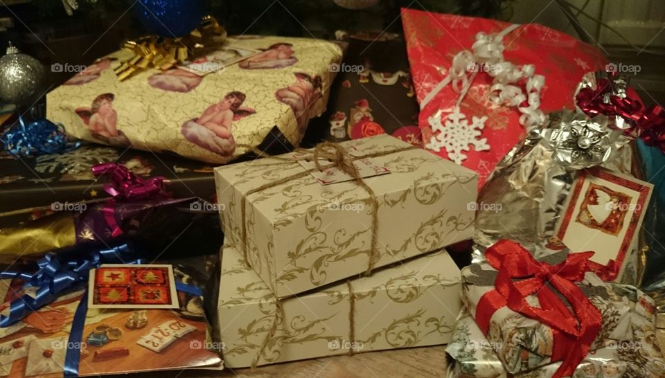 Christmas presents. Christmas presents underneath the christmastree