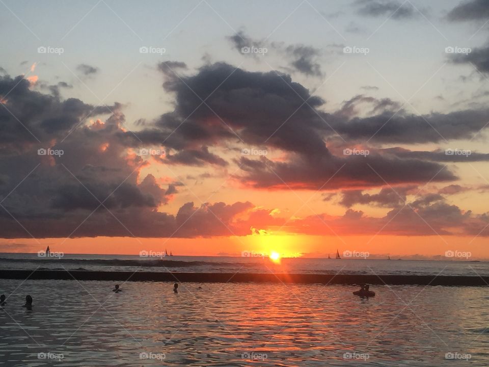 Beautiful sunset in Hawaii 
