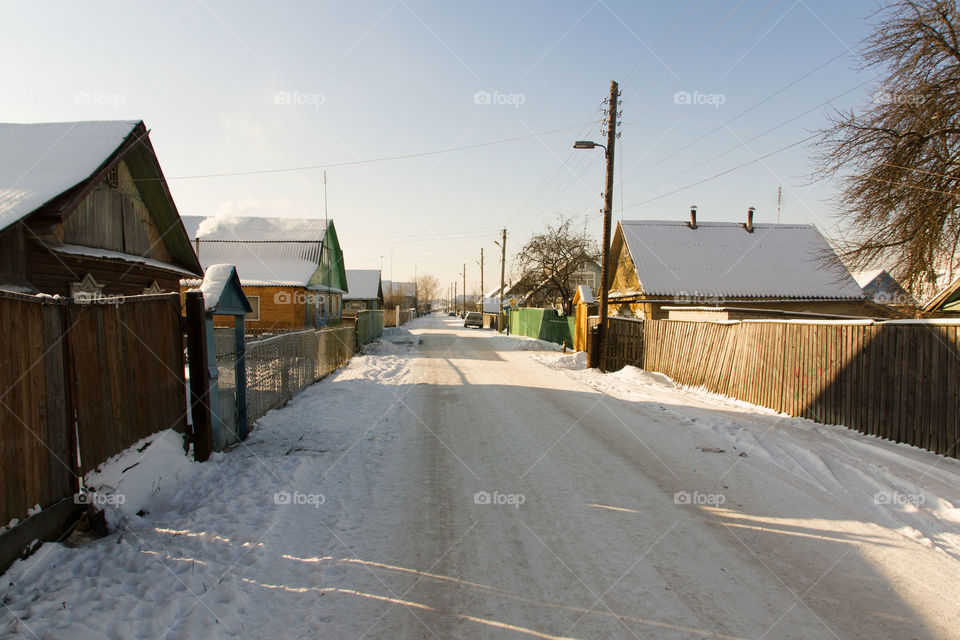 Rural street in winter