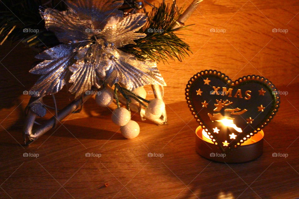 Christmas decorations star and candle