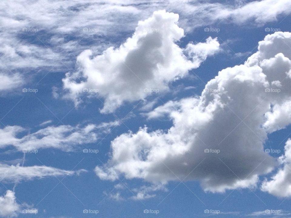 Fluffy white clouds near Erie Pennsylvania 