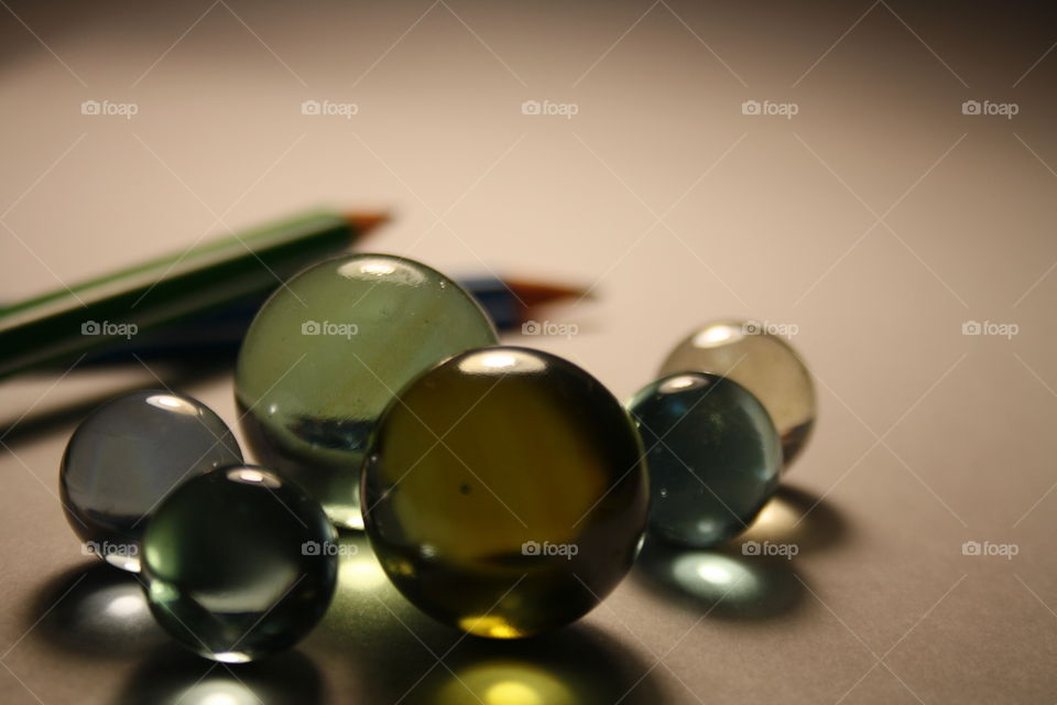 Glass ball on the table