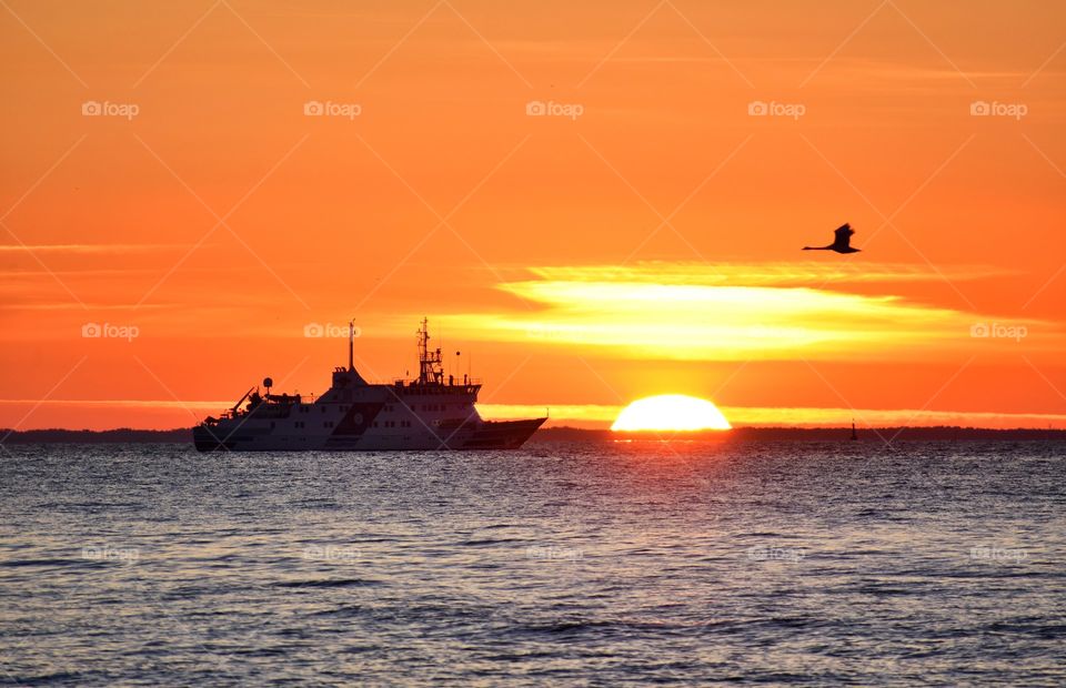 sunrise over the Baltic sea in gdynia