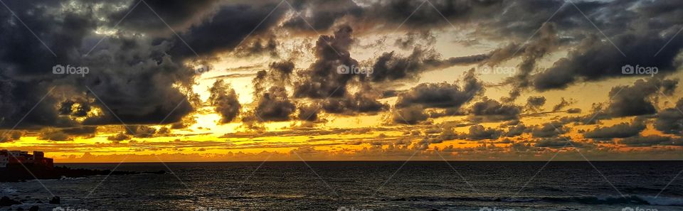 Sunset with dramatic clouds.