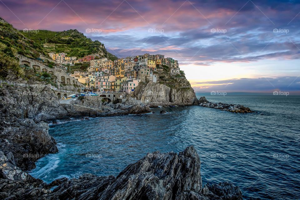 Magnificent Manarola at sunset, cinque terre