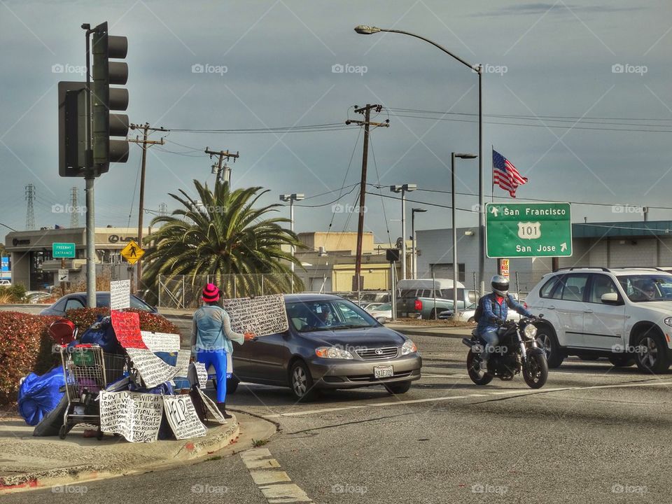 Crazy person on a streetcorner