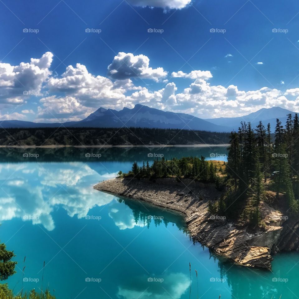 Abraham Lake. A beautiful artificial lake located in Alberta, Canada in the Rocky Mountains near Nordegg. 