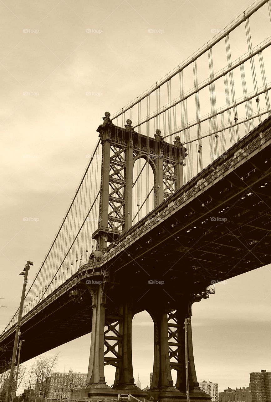 Brooklyn Bridge, New York 2016. In Sepia