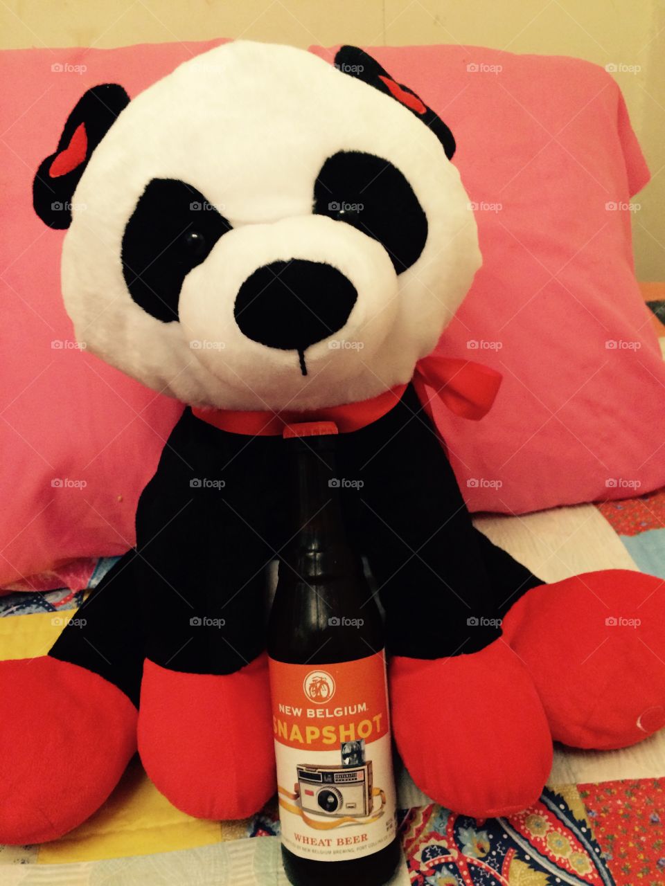 Panda with beer in color