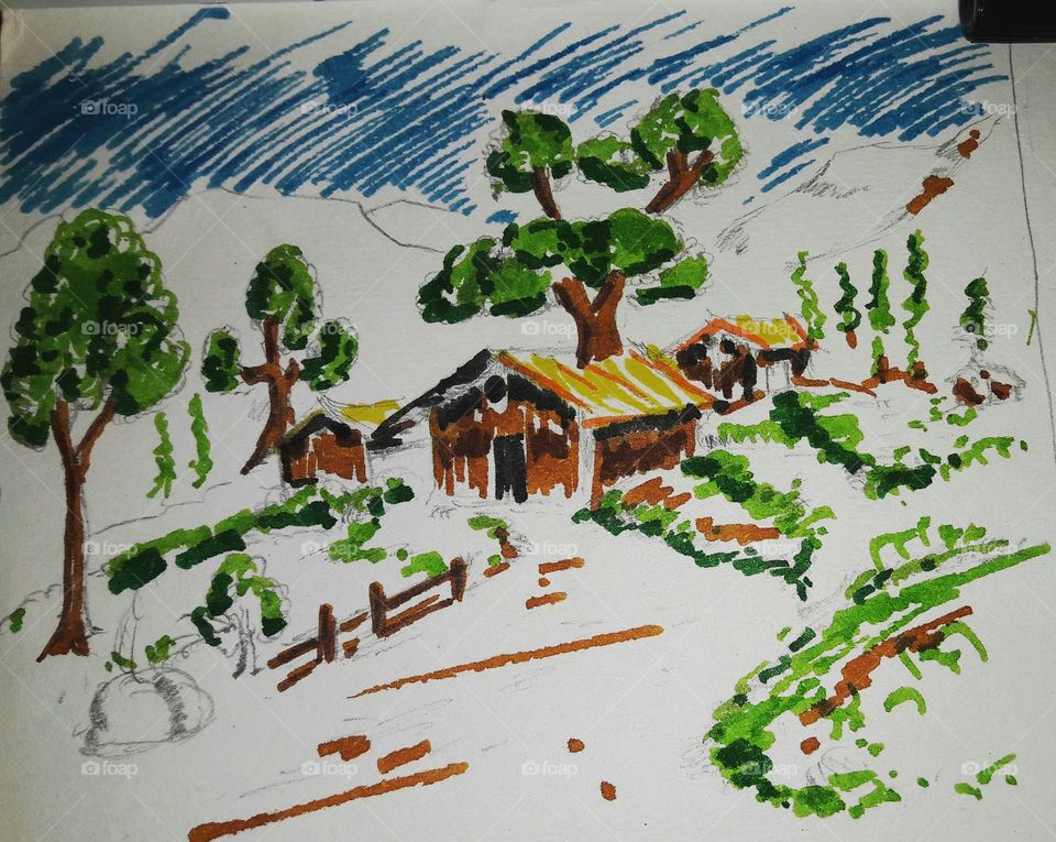 Art is a means to express yourself. Tried my hand after 15-16 years to draw this sketch/painting on the asking of my little daughter. Needs to practice a lot ππ