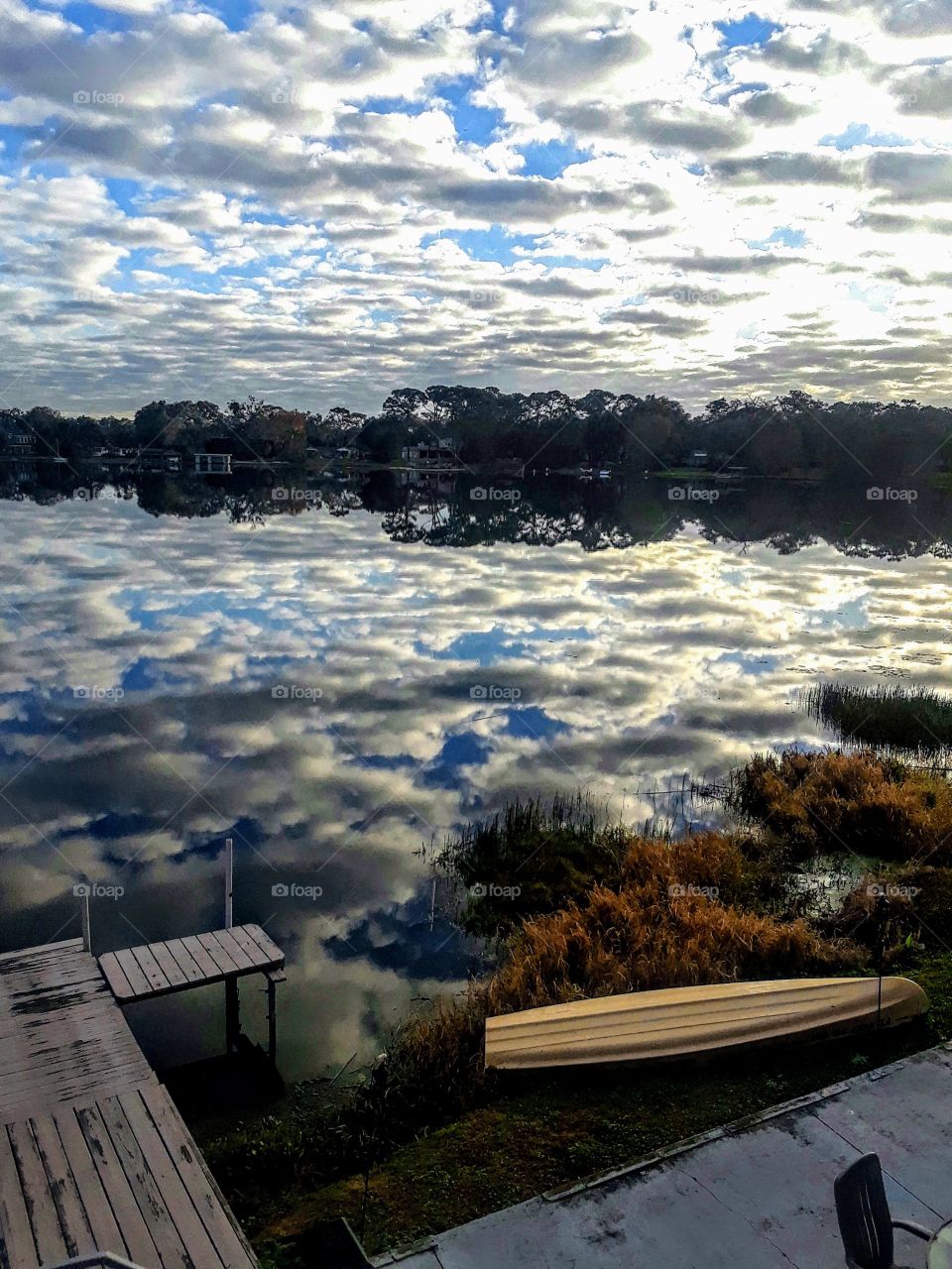 gorgeous cloud reflections off lake