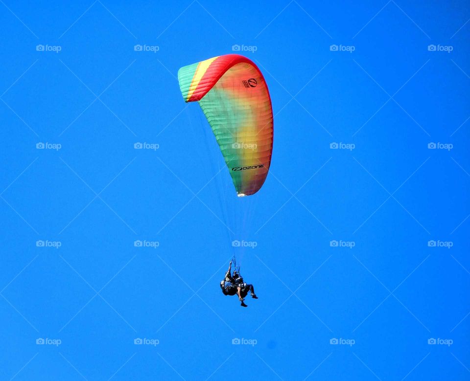 Seeing the world below while floating through the air on a crystal clear, blue sky day.