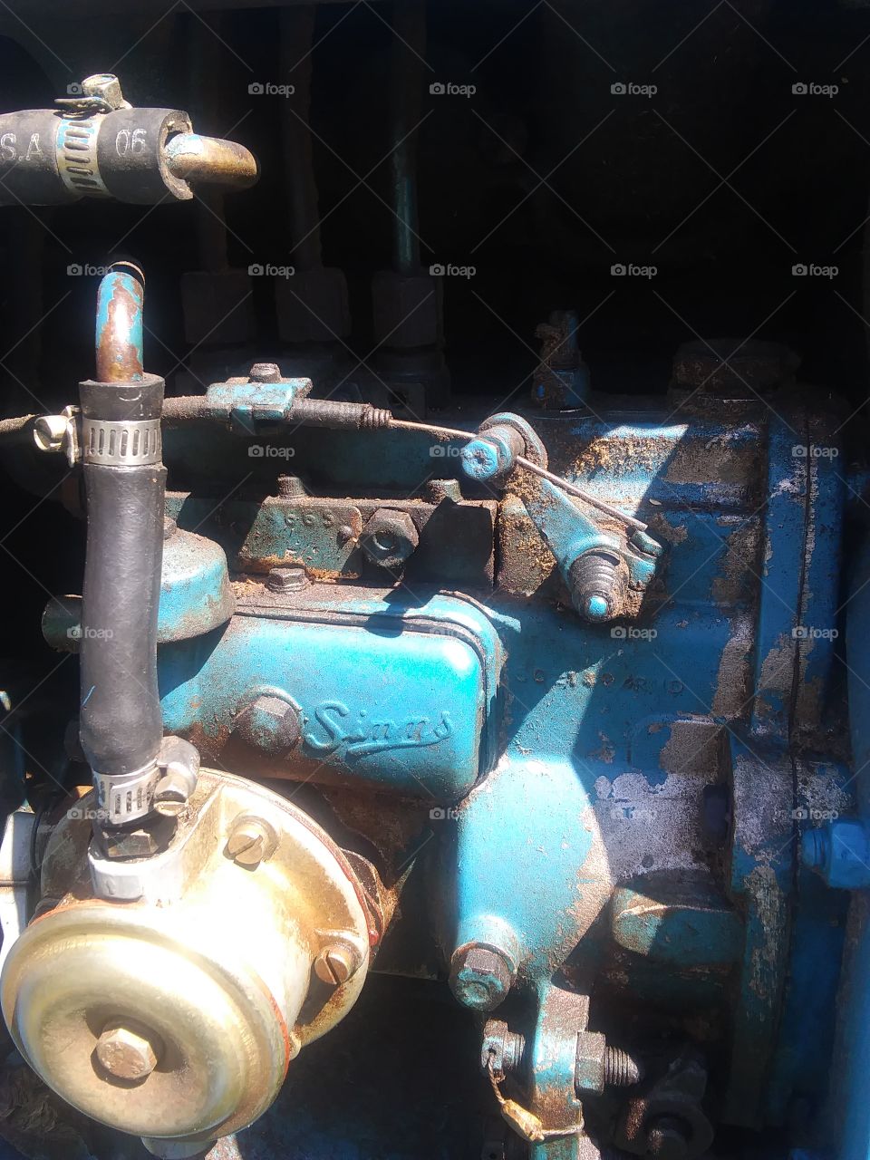 old dirty tractor motor