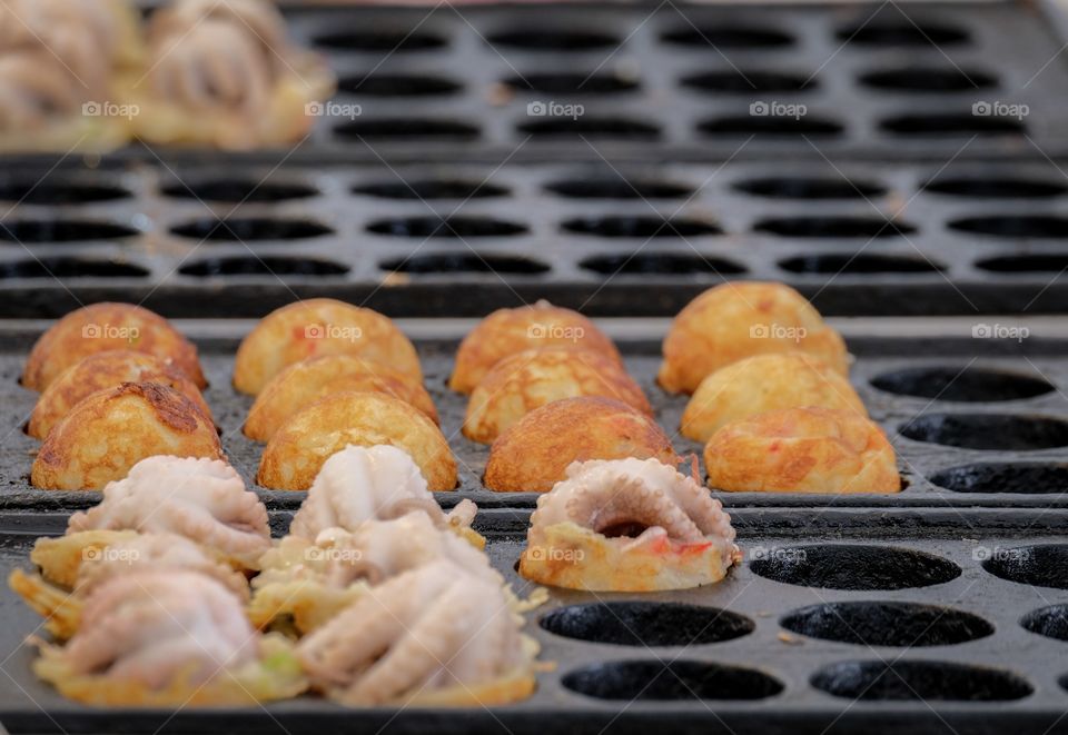 Bangkok/Thailand-June 08 2019:Amazing Thai Taste    Festival at Siam square shopping center , Tako yaki 