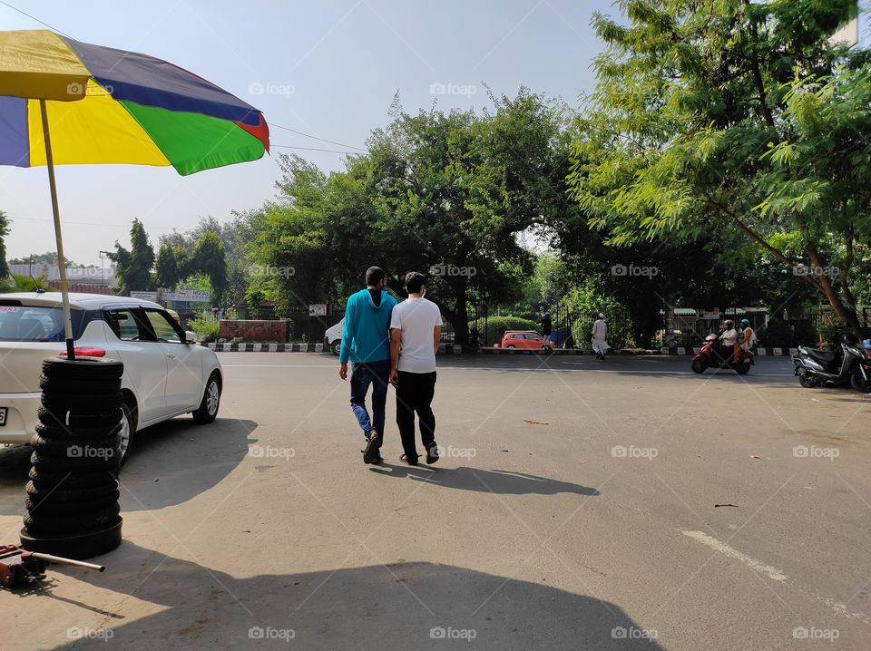 People moving on the road