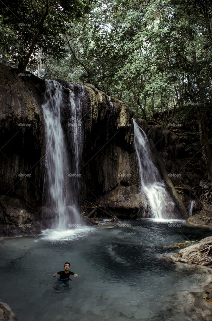The famous waterfall bathing island Moyo...