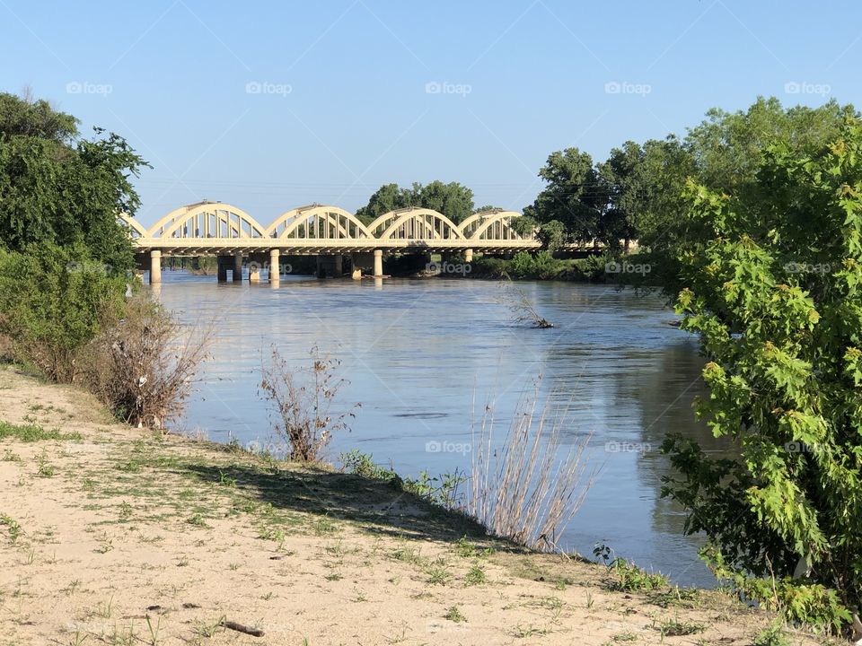 Hot summer day near the river in herman hill park