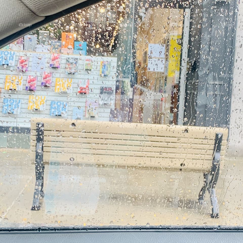 Waiting in my car on rainy day on St.Denis, Montreal, Quebec, Canada 