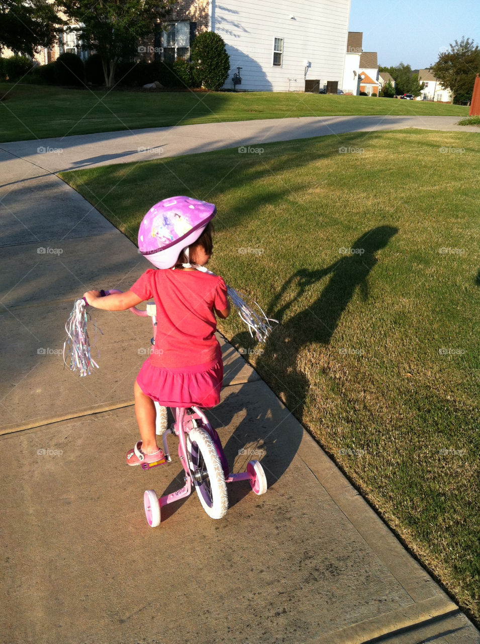 bicycle girl pink shadow by spiffysavannah