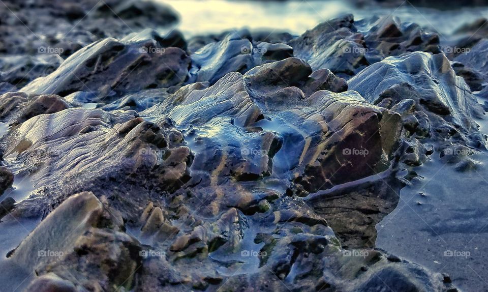 Macro of Rocks weathered by the Pacific Ocean