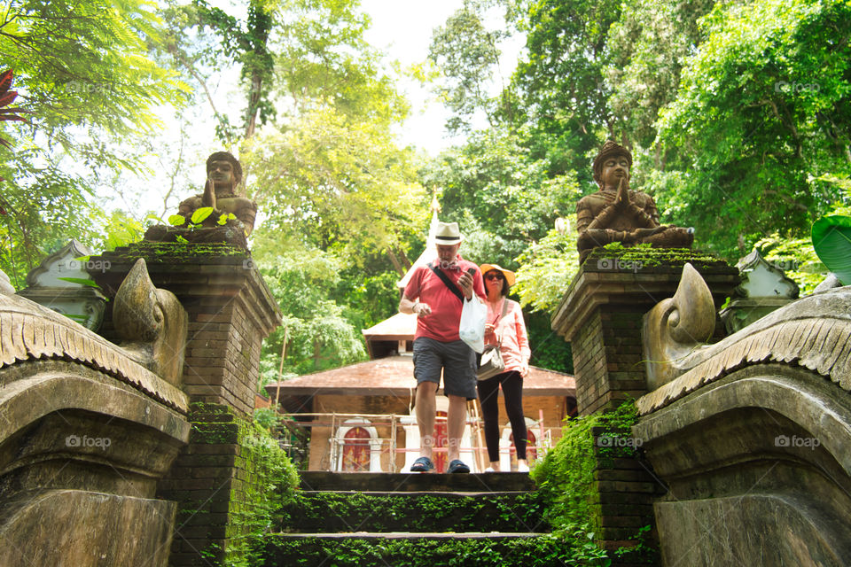 My parents walking through the jungle at Wat Pha Lat on their recent visit to Chiang Mai, Thailand.