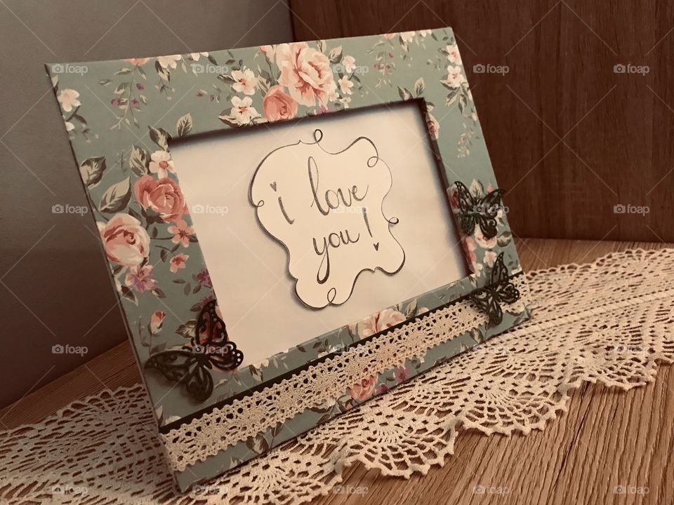 Handmade cardboard and paper frame