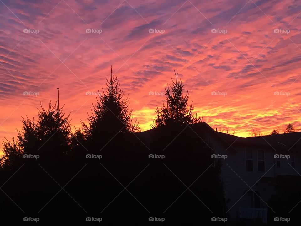 Gorgeous colorful evening sky. 