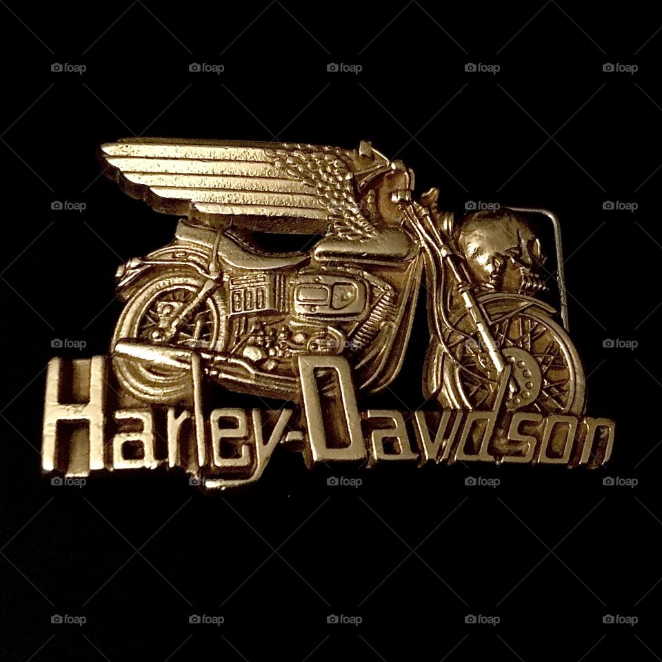 Harley Davidson solid brass belt buckle 1980