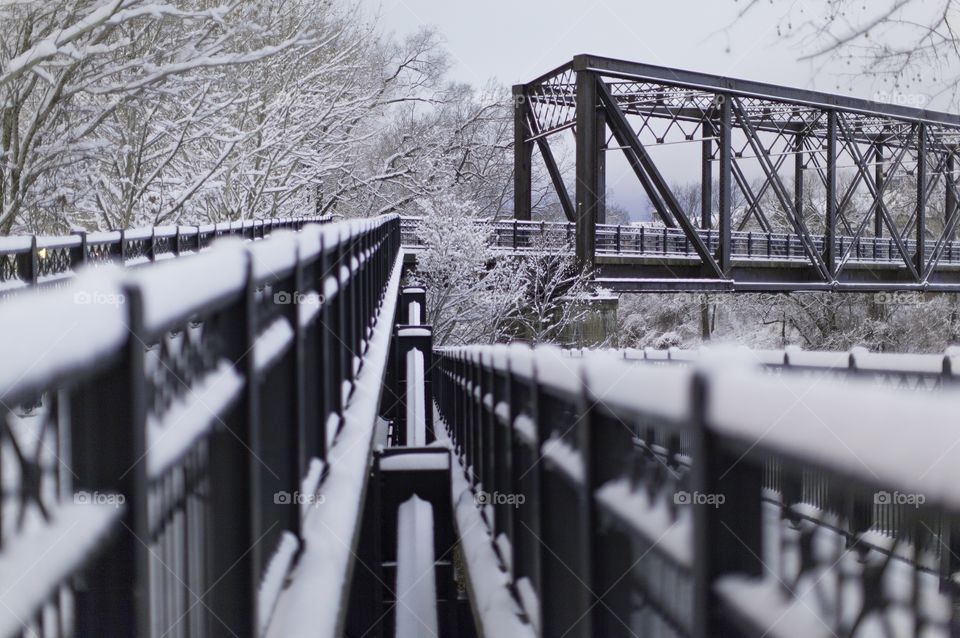 Bridge, No Person, Winter, Snow, Steel