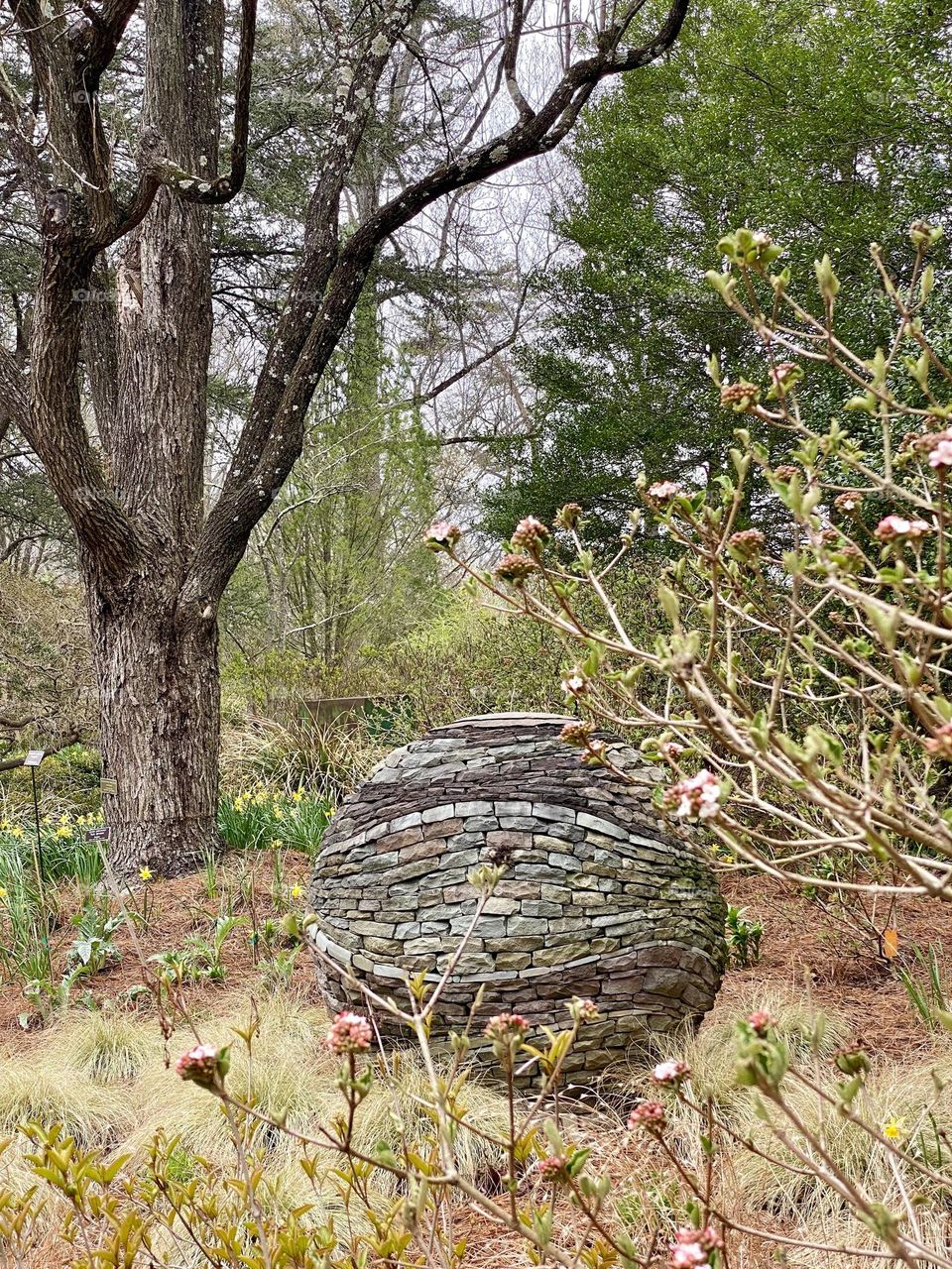 A rock sculpture in a local garden