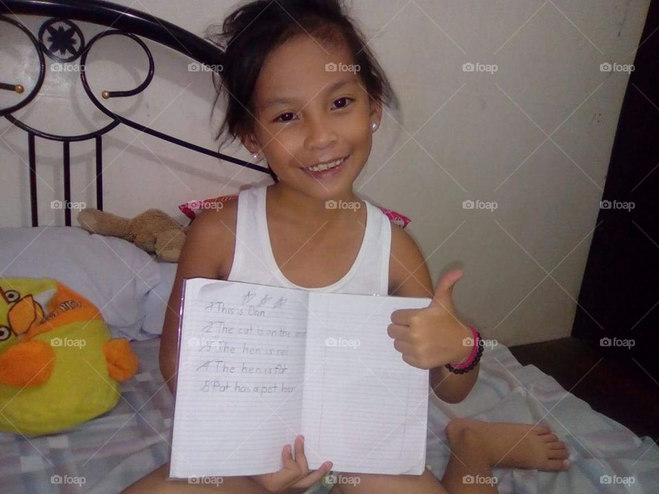 I am very proud that our Philippine daughter Sheikha is learning English, she is also excellent at the English Language.