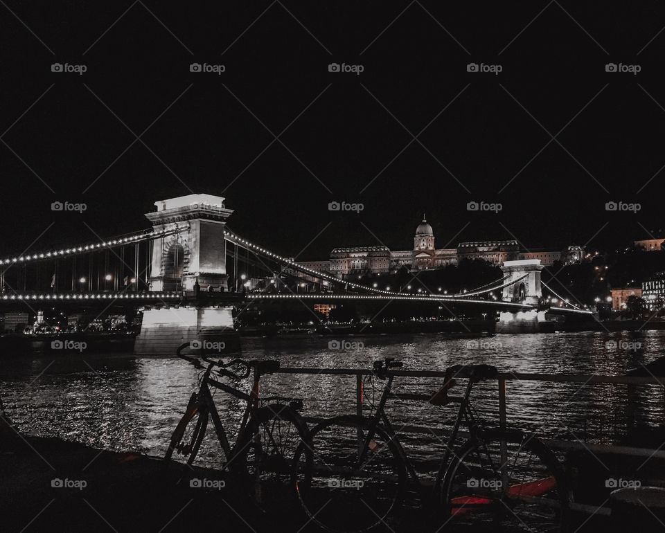 Night walk at Budapest, Charles Bridge silhouettes 