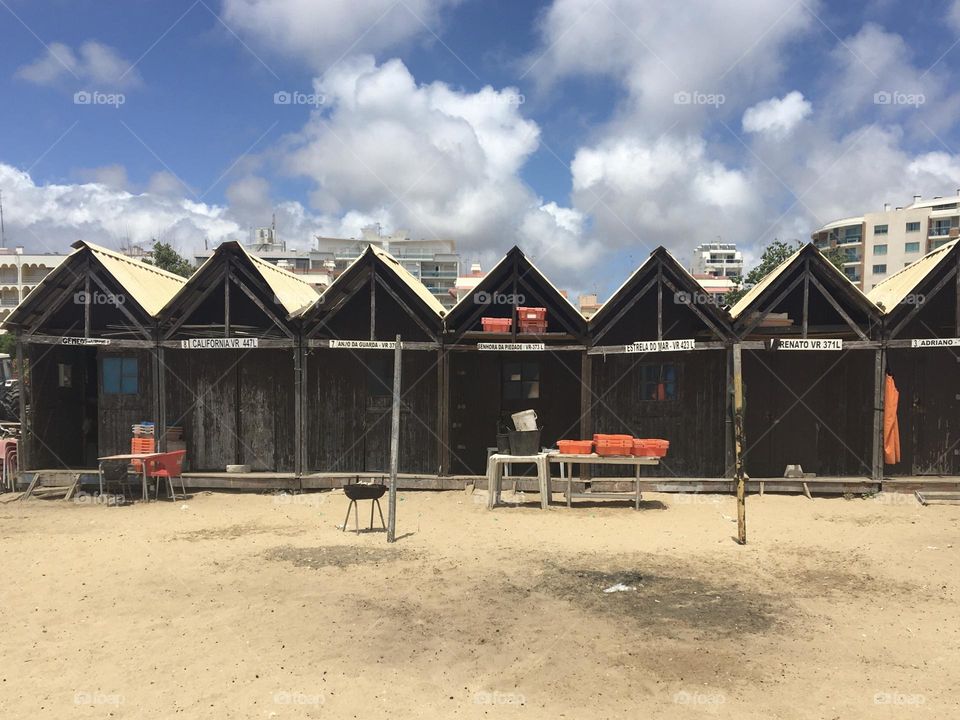 Line of fishermen’s cabins