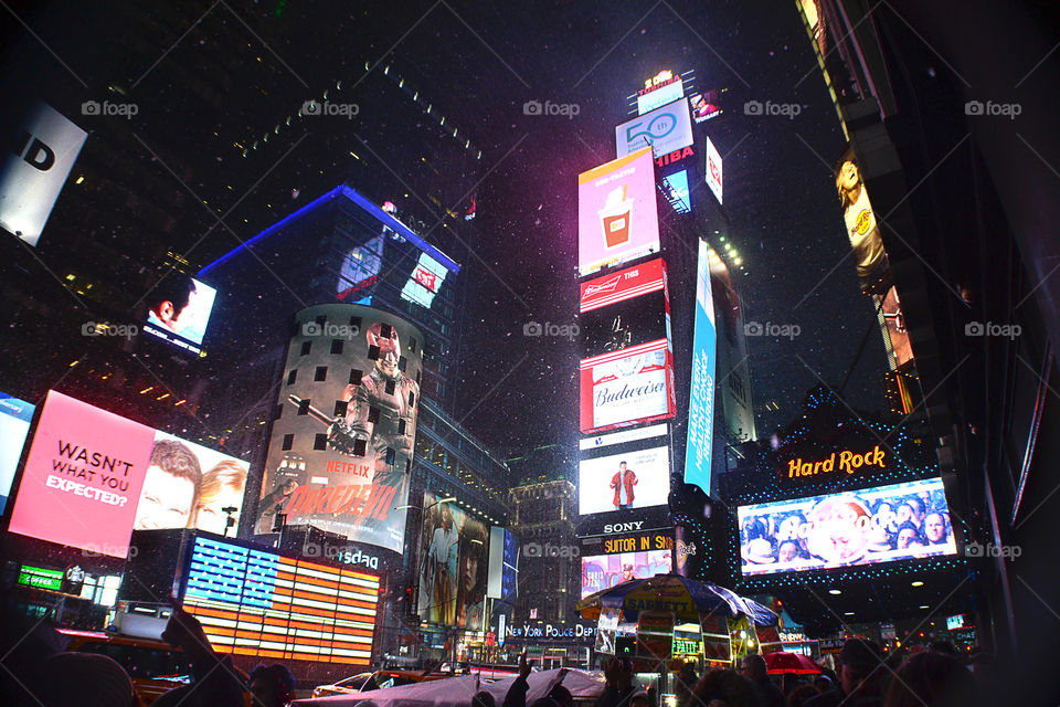 snowy day in Time Square. was in New York City with a big snow storm came through Times Square