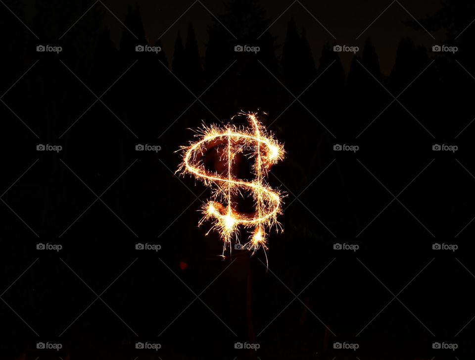 dollar sign in sparklers