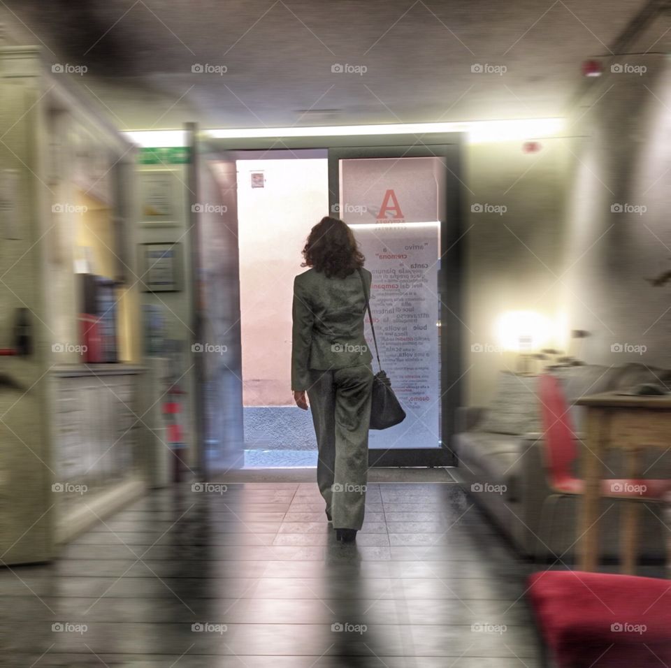 Business woman walking away