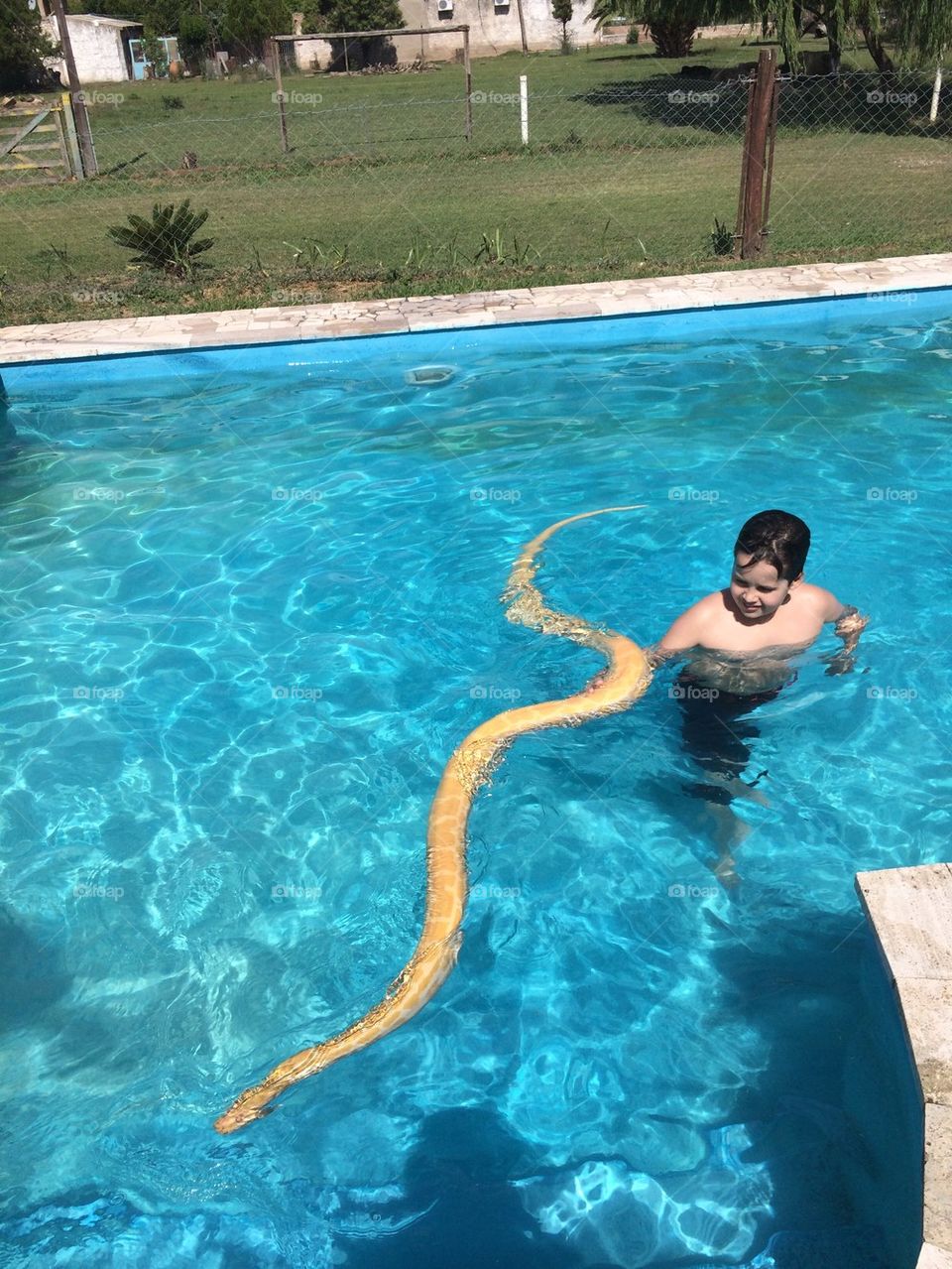 Bathing with a snake