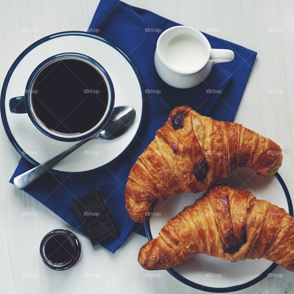 Breakfast served on table