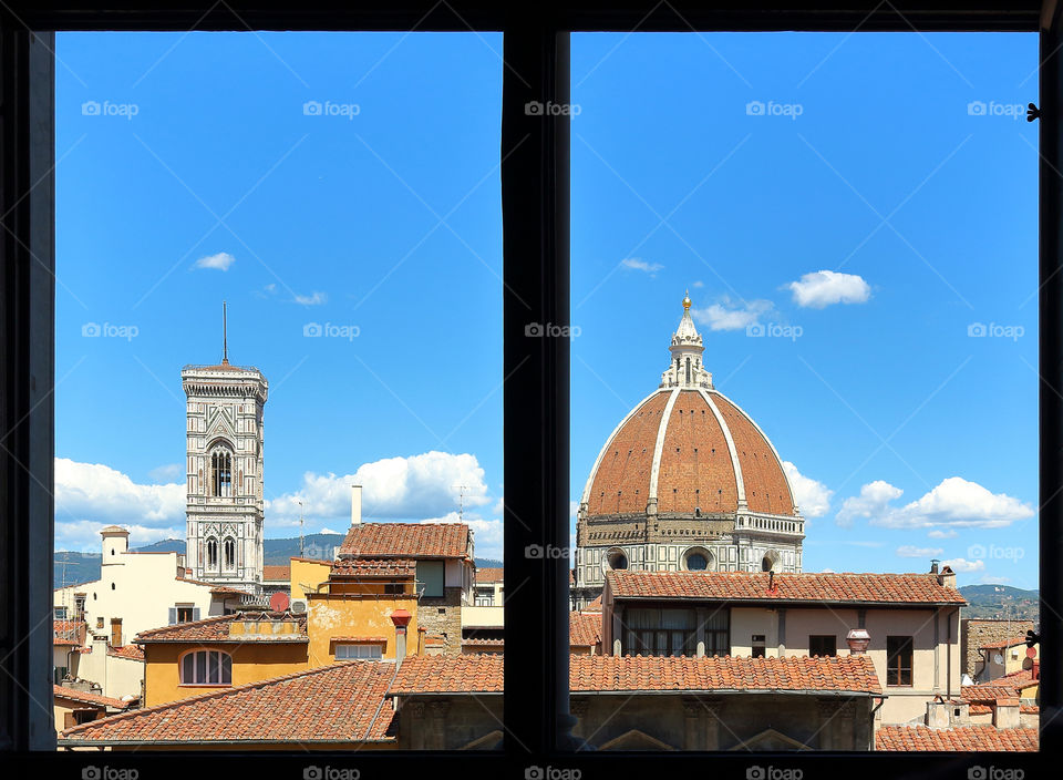 Photo taken from a window of Palazzo Vecchio which looks directly on the Cathedral of Florence.
