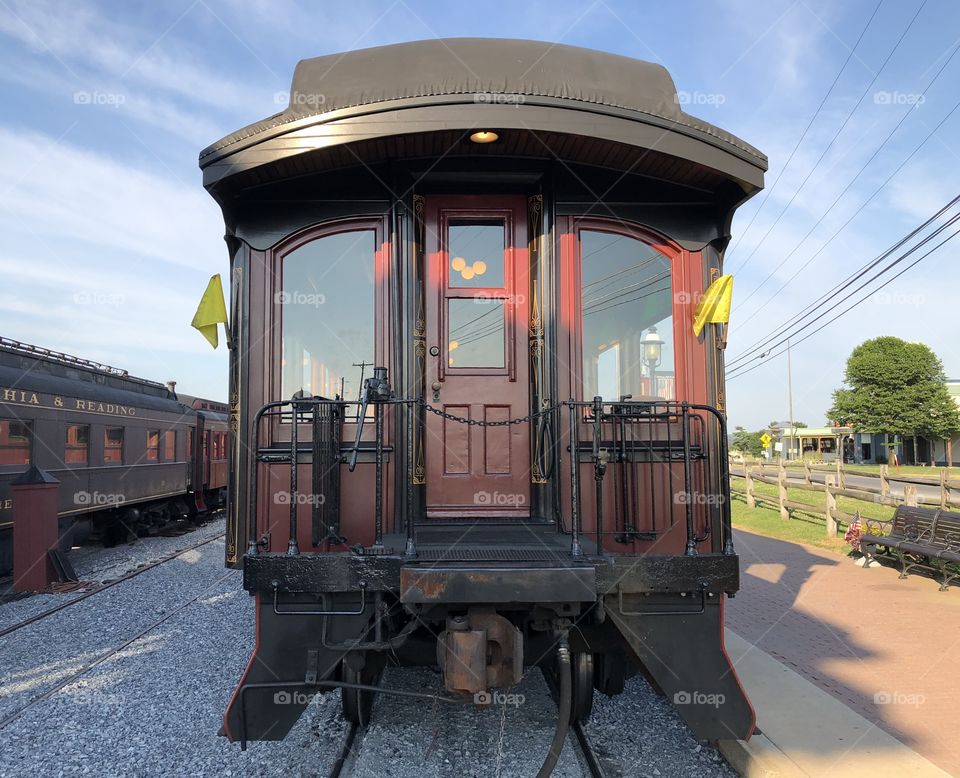 The last passenger coach on the Strasburg Railroad train. The Strasburg Railroad is located in beautiful Lancaster County, Strasburg, PA. 