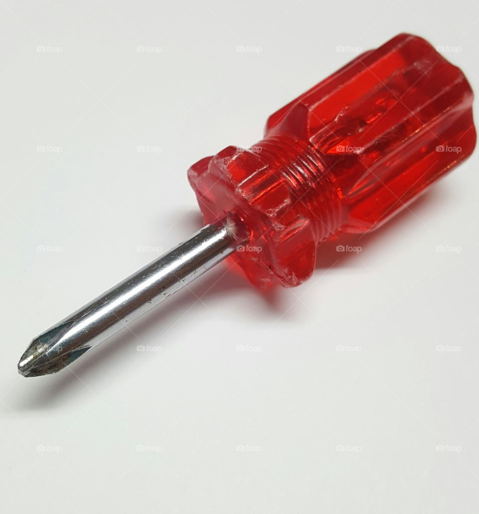 Clear red plastic handle screwdriver