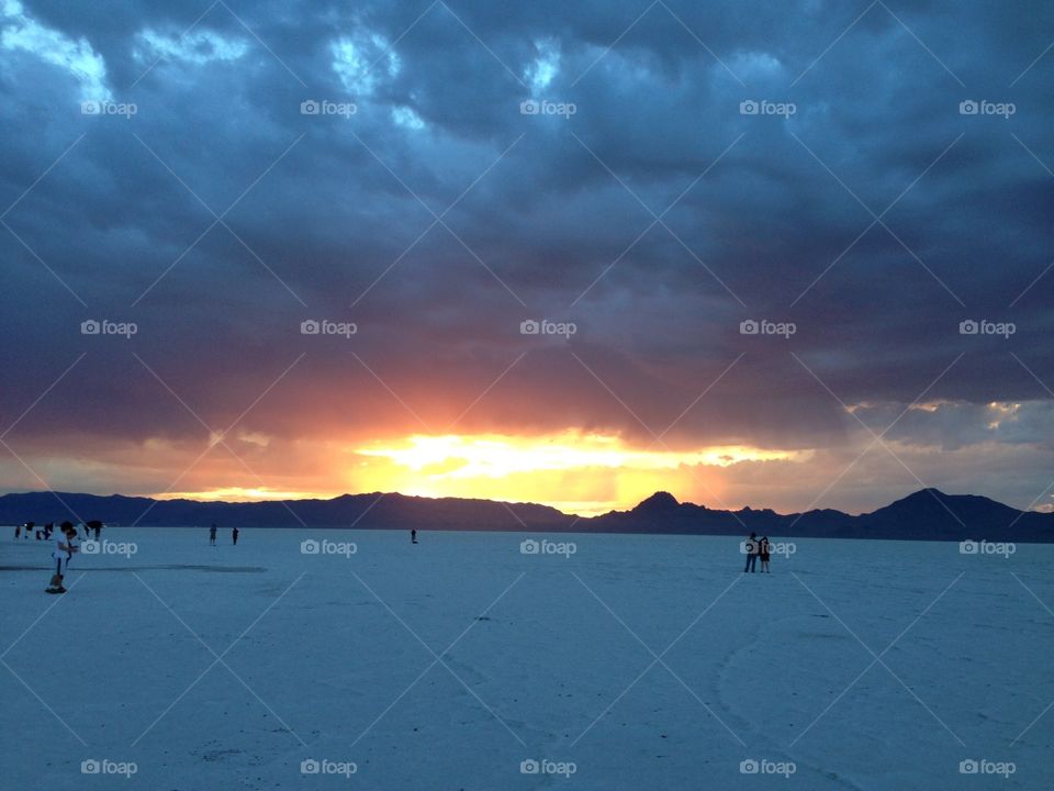 salt flat sunset. Utah salt flats sunset